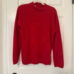 Kim Rogers Vibrant Red Knit Top zipper for easy pull over holiday fall winter
